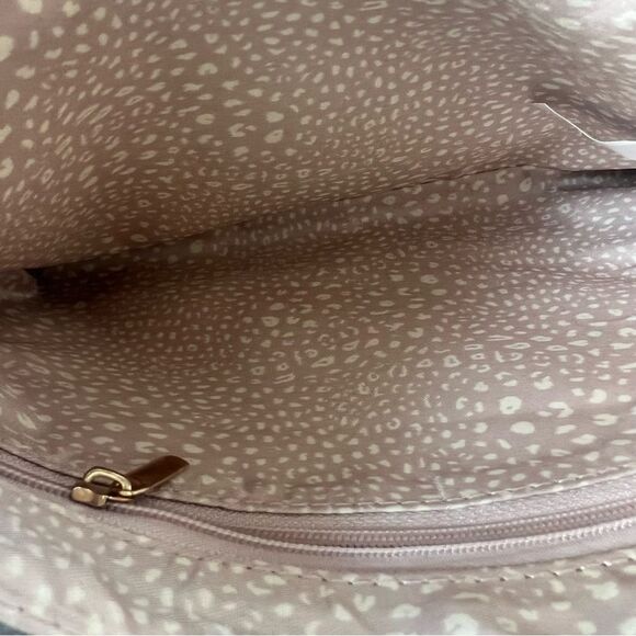 VR Nyc Zip Closure Webbing Strap Whipstitch Greige Crossbody Bag - Picture 9 of 16